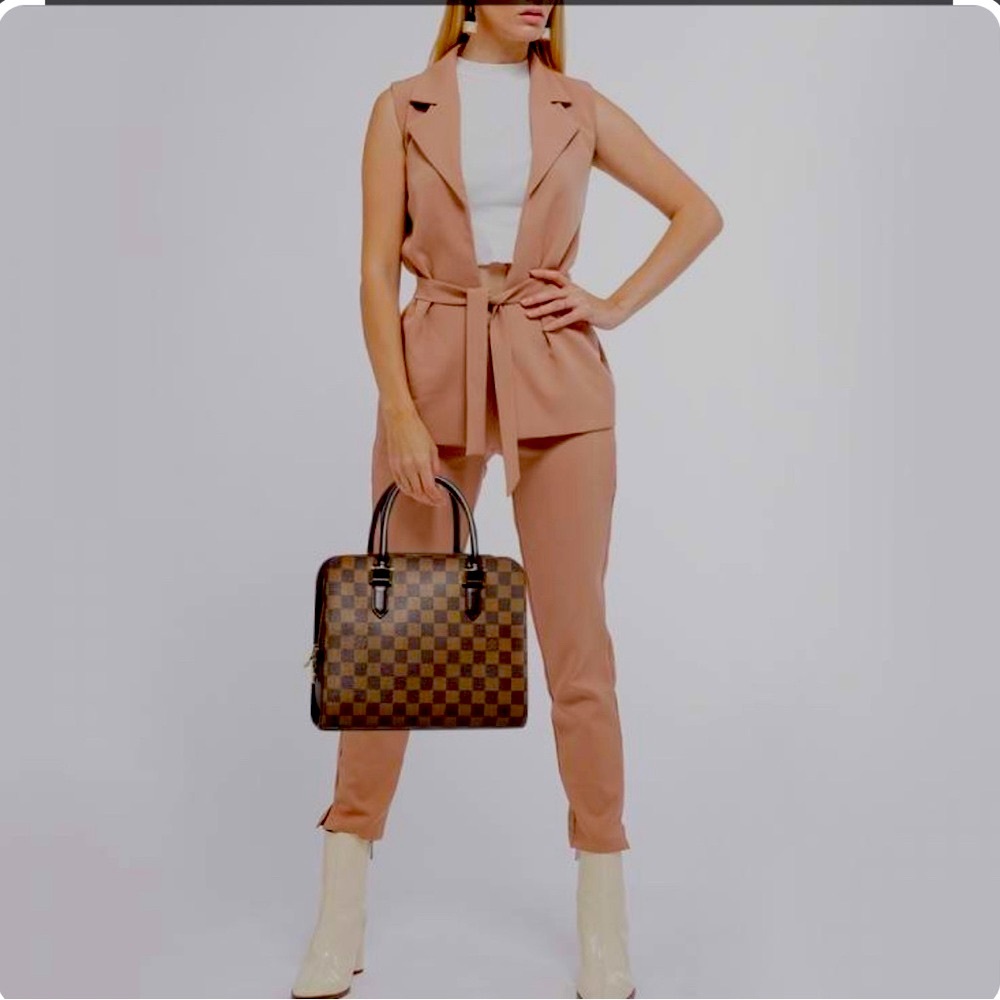 EUC Vintage LV Damier Ebene Triana Top Handle Bag w/ Bag and Box